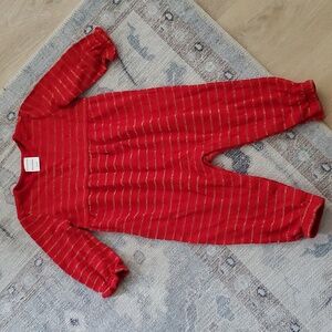 Hanna Andersson Baby Girl Sparkle Holiday Romper Outfit Red Gold Sz80/18-24m